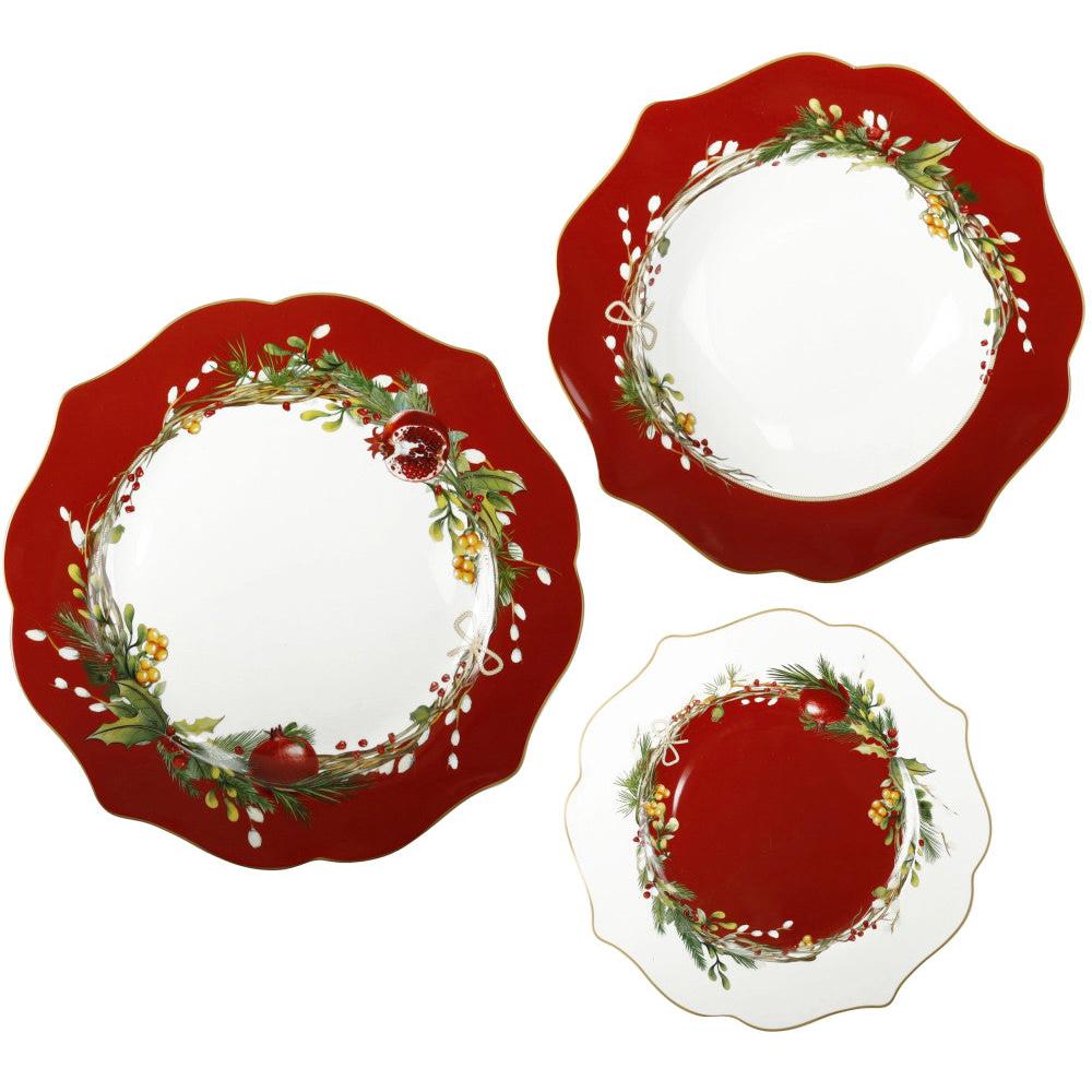 Brandani - Carol servizio di piatti tavola natalizio 18 pezzi