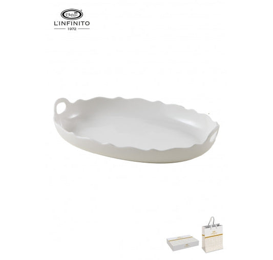 L'Infinito - Vassoio ovale bordo ondulato e manici