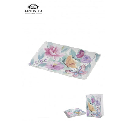 L'Infinito - Vassoio smerlato fiori aquarel