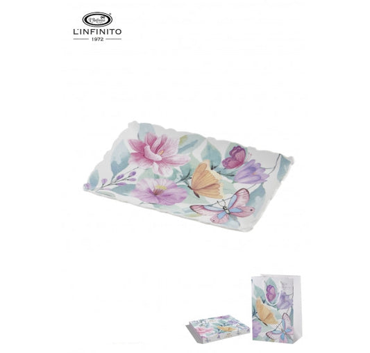 L'Infinito - Vassoio smerlato fiori aquarel