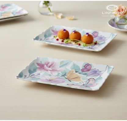 L'Infinito - Vassoio smerlato fiori aquarel