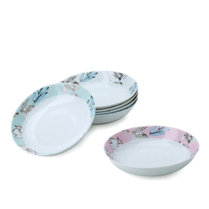 Hervit - Blooms Servizio di piatti tavola 18 pezzi in porcellana colori diversi