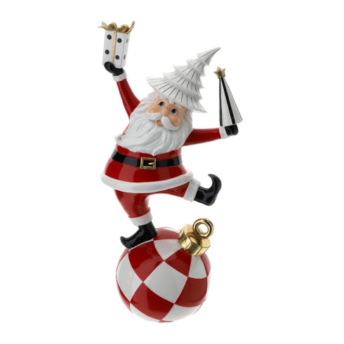 Hervit – Babbo natale fancy rosso con pacco regalo h45cm