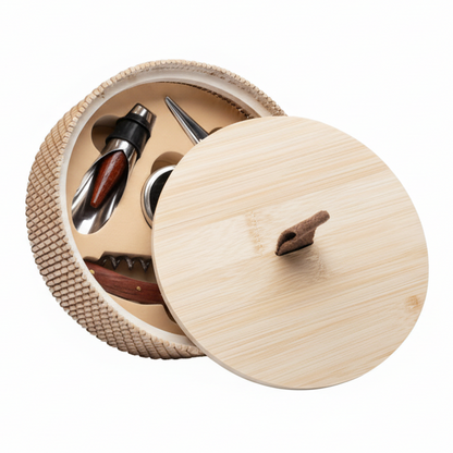Cuorematto - scatola in bambù con attrezzi da vino